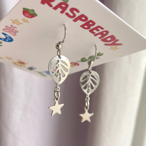 Leaf charm earrings