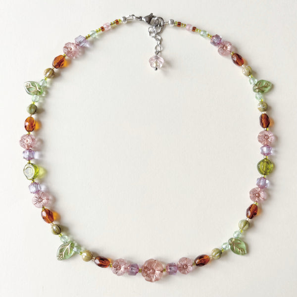 Pink peony necklace
