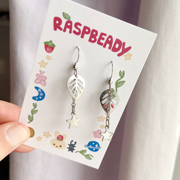Leaf charm earrings