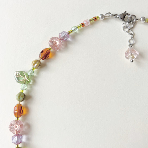 Pink peony necklace