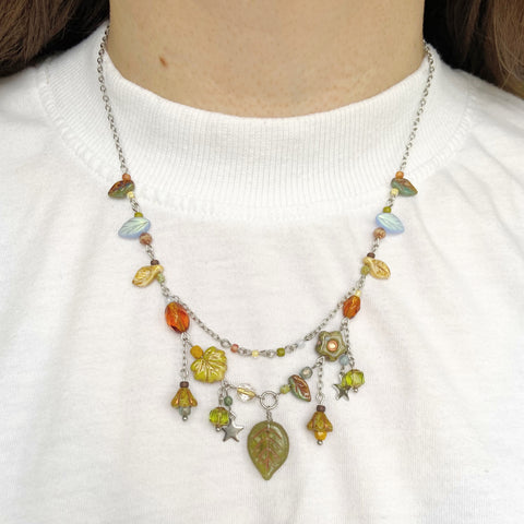 Rainbow leaf necklace