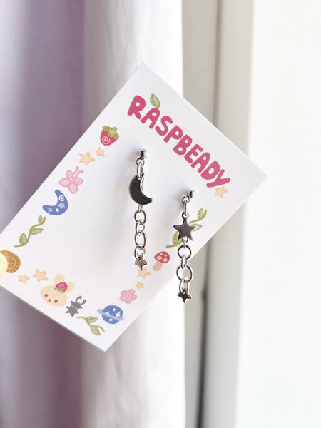 Moon and star studs