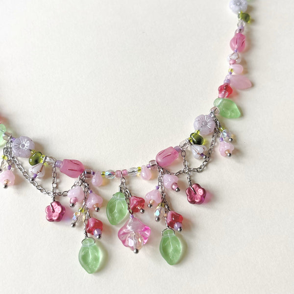 Pink bloom necklace