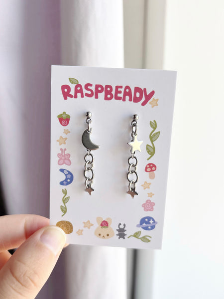 Moon and star studs