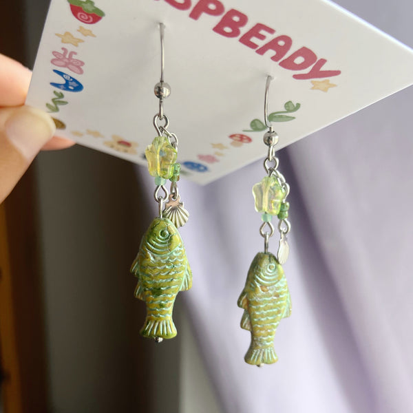 Seaweed fish earrings