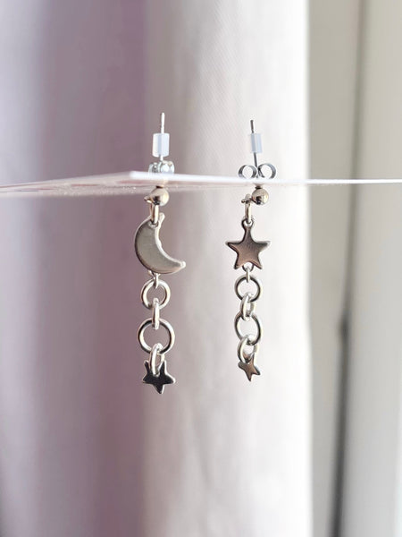 Moon and star studs