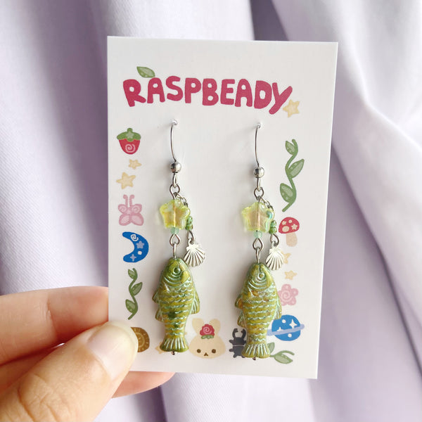 Seaweed fish earrings