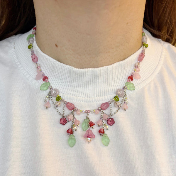 Pink bloom necklace