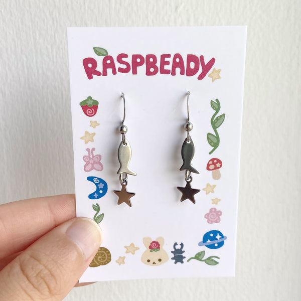 Fish charm earrings