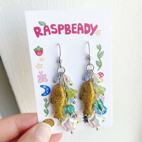 Golden carp earrings