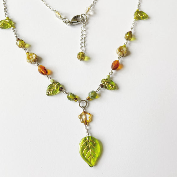Glowing leaf necklace