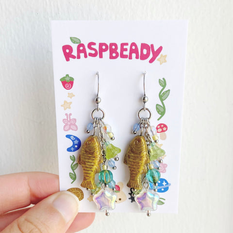 Golden carp earrings