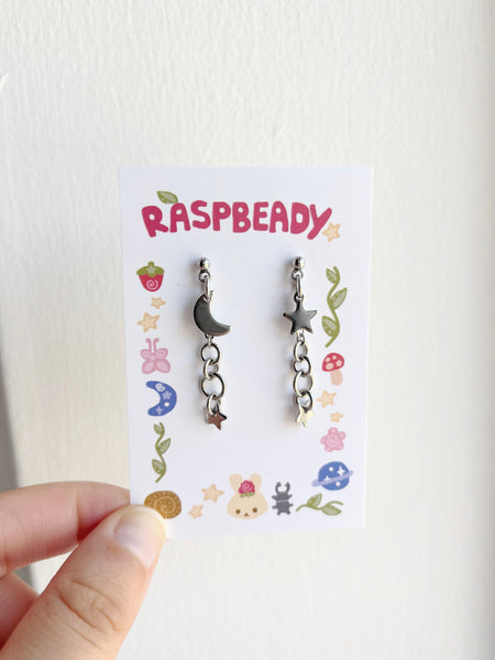 Moon and star studs