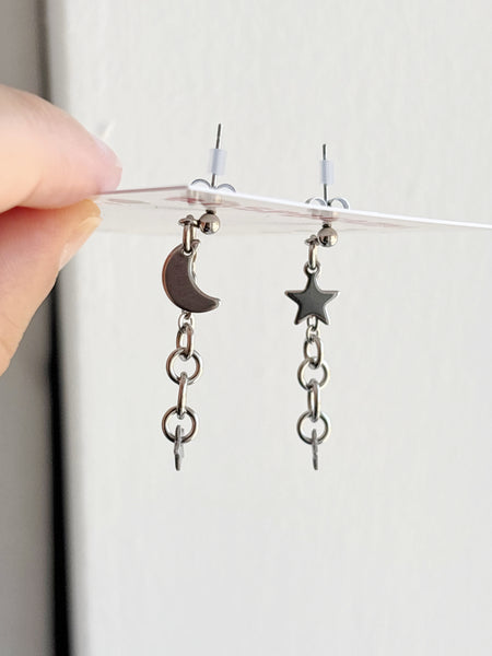 Moon and star studs