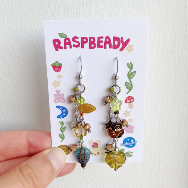 Mismatched woodland earrings