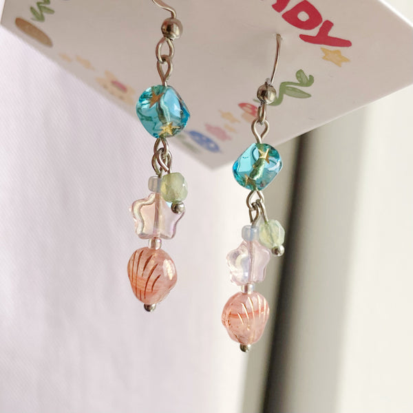 Pink shell earrings